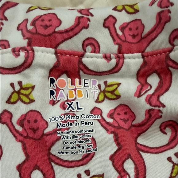 Roller Rabbit Pink Monkey Print PJ Set - Picture 2 of 3